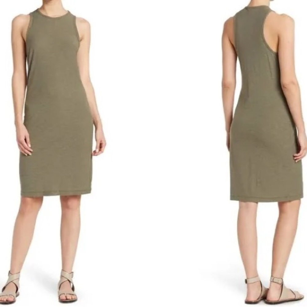 NWOT Standard James Perse Scoop Back Tank Dress Olive Green Size 3 Large